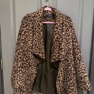 Helene Berman London for Anthropologie faux fur leopard coat